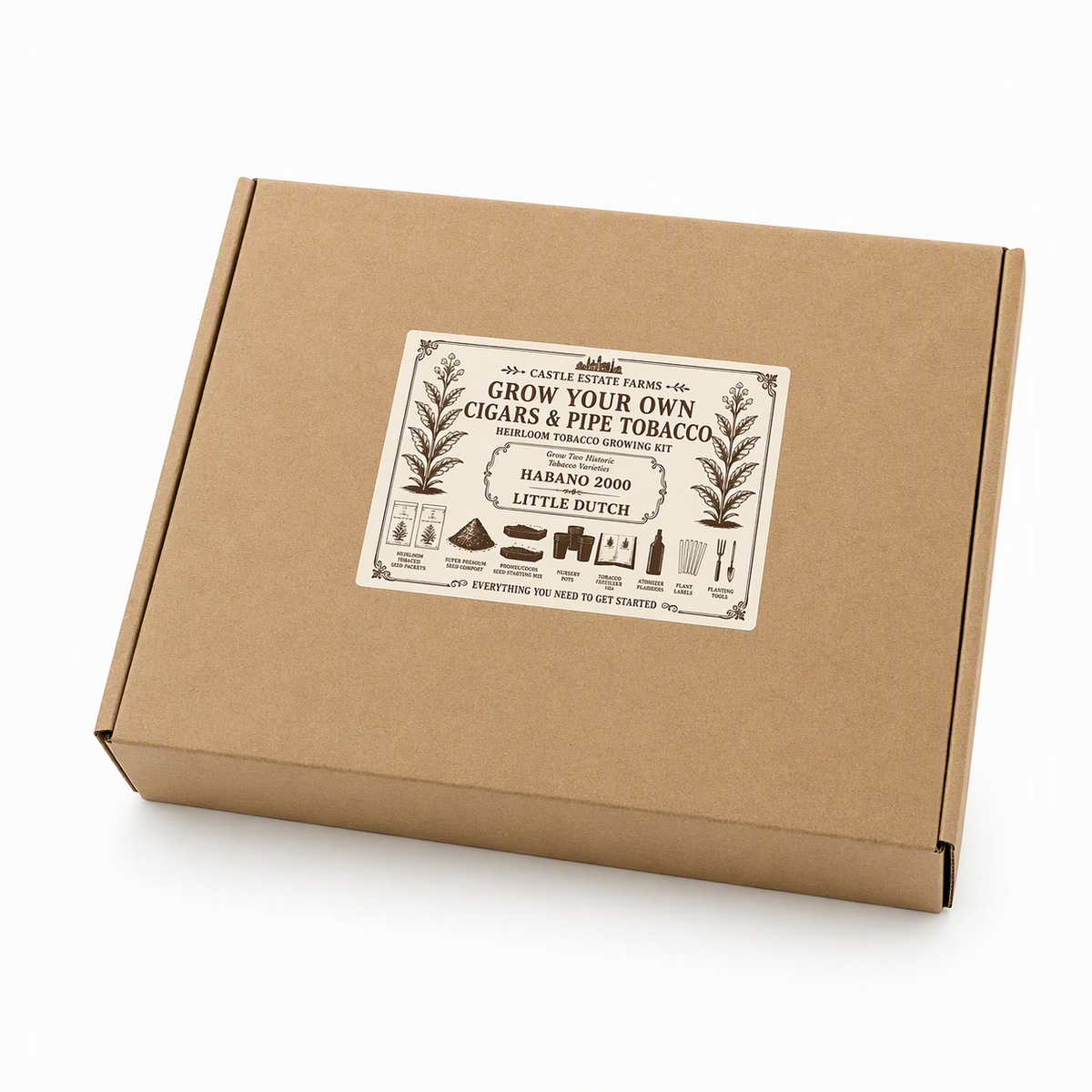 Tobacco Growing Kit, Grow Your Own Tobacco from Seed, Habano 2000 & Little Dutch Heirloom Seeds, Gardening Gift Box
