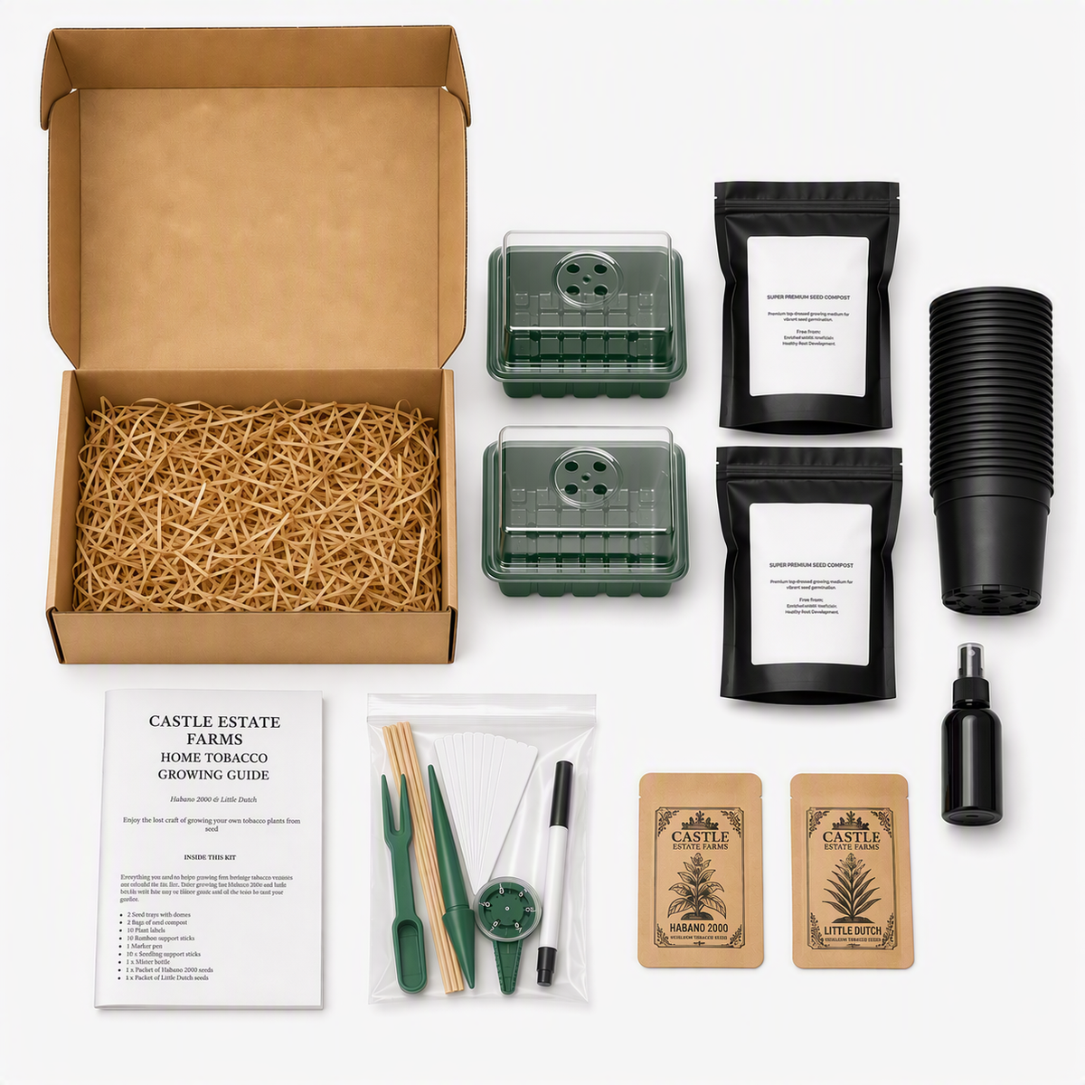 Tobacco Growing Kit, Grow Your Own Tobacco from Seed, Habano 2000 & Little Dutch Heirloom Seeds, Gardening Gift Box